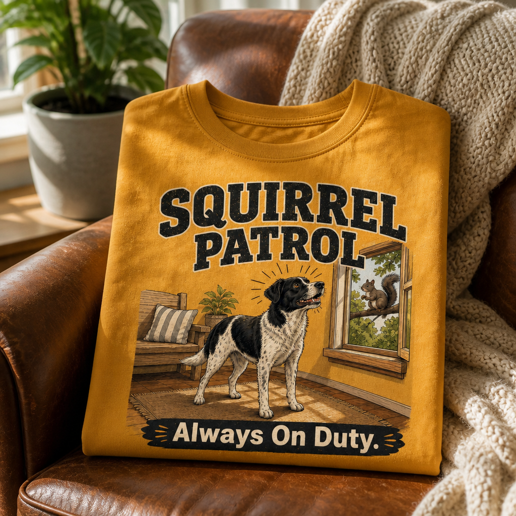 SQUIRREL PATROL Always On Duty. – Personalized Photo T-shirt – Dog Lover Gift mockup-product-6a7ebcd45d1cfbae9a8b8253.png