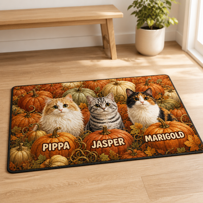 Custom Pet Photo Doormat with Names – Personalized Fall Pumpkin Cat Door Mat mockup-product-6a7ebce2499642cfece3a2c9.png