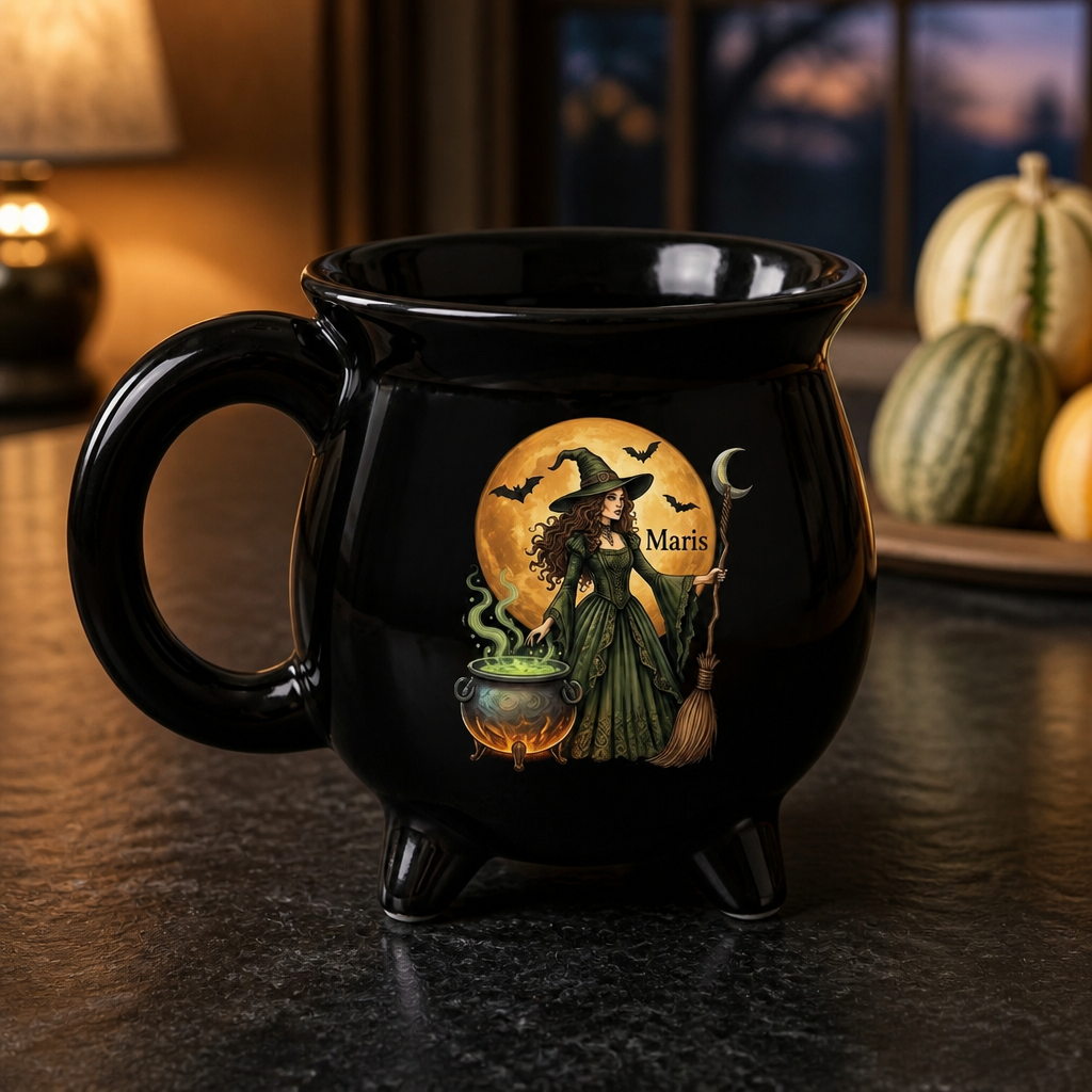 Personalized Halloween Black Ceramic Witch Mug - Custom Name, Spooky Halloween Gift mockup-product-6a7fdf355275944cfb45bfd6.png