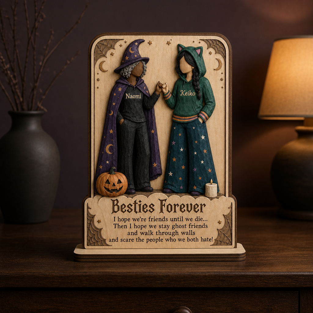 Besties Forever – Personalized 2-Layer Standing Wooden Plaque – Halloween Gift For Bestie mockup-product-6a7fdfa99c539f8713de547d.png