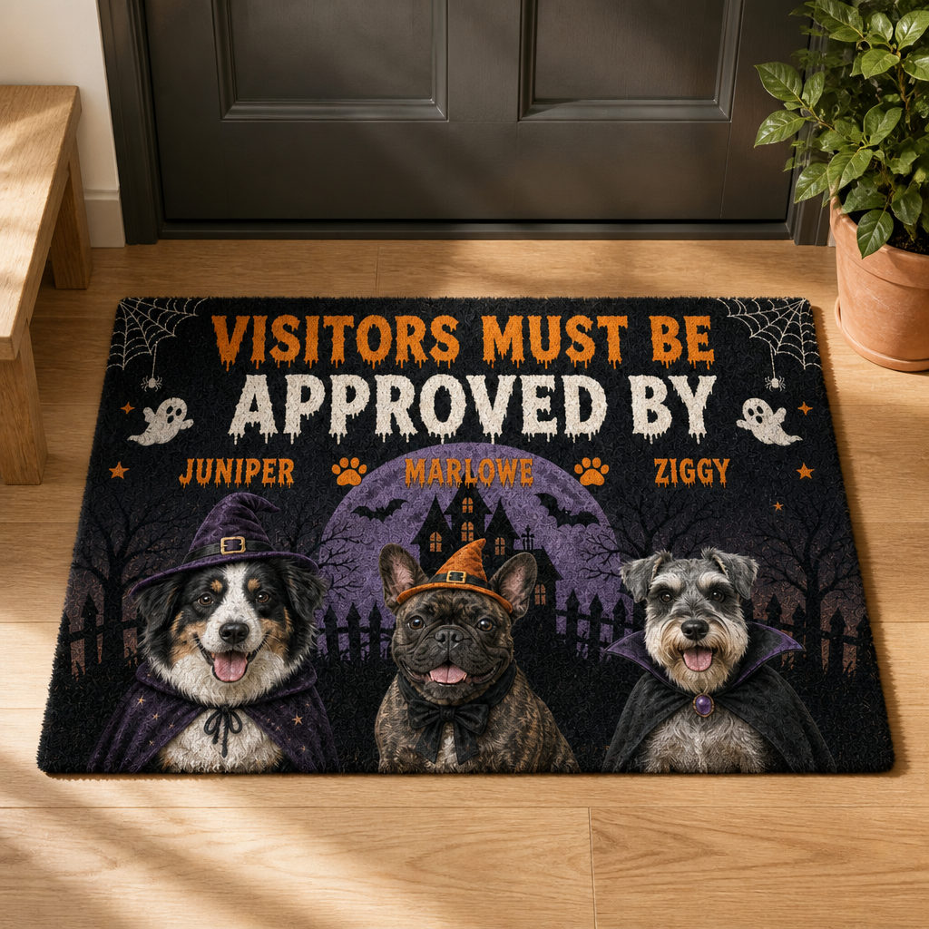 Visitors Must Be Approved By – Personalized Photo Doormat – Halloween Gift mockup-product-6a7fe0a79c539f8713de547f.png