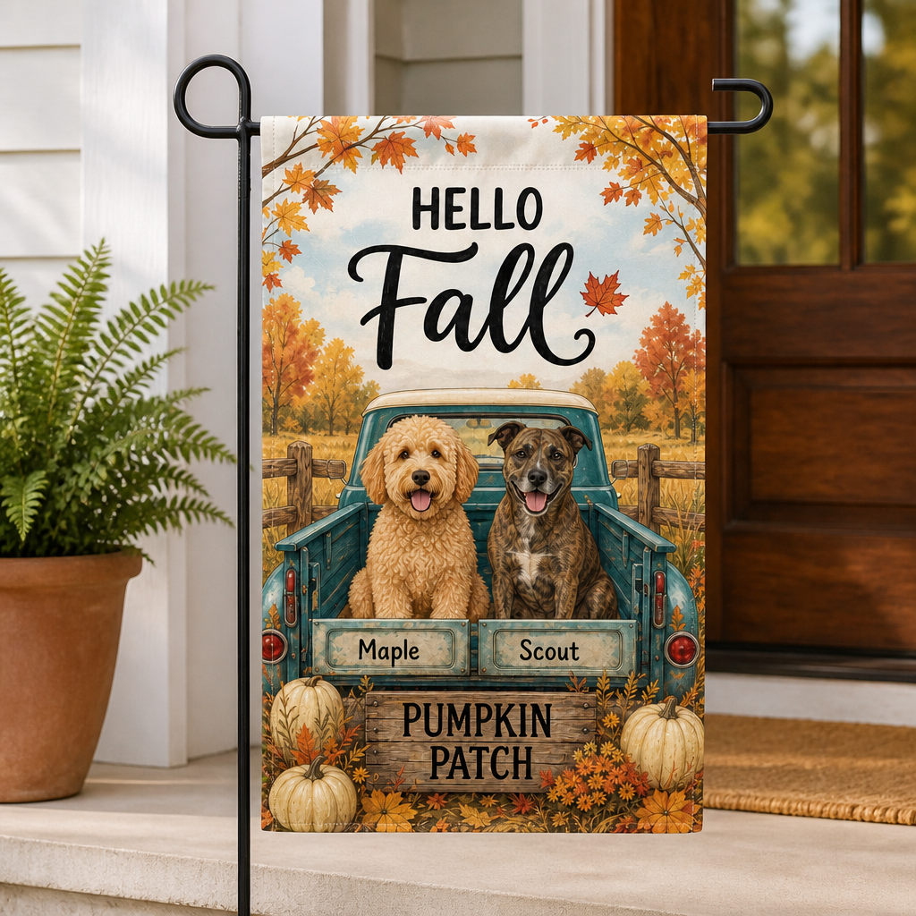 HELLO Fall PUMPKIN PATCH – Personalized Photo Flag – Fall Gift mockup-product-6a7fe0ae9c539f8713de5480.png