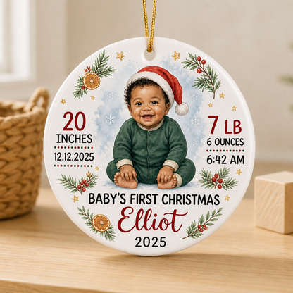 Baby's First Christmas – Personalized Photo Ornament – Christmas Gift For Son, Daughter, Baby mockup-product-6a81e26deb3e7d13c320cba6.png