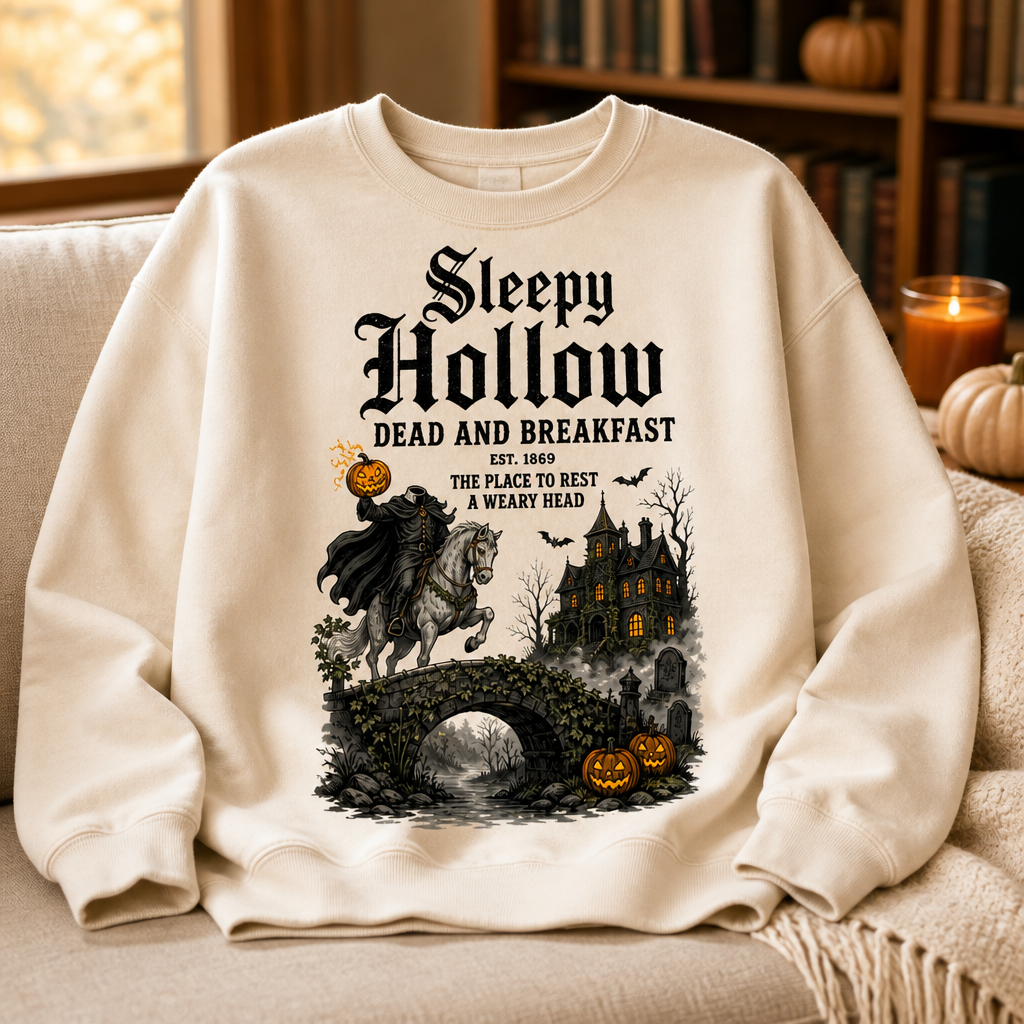 Sleepy Hollow Dead And Breakfast – Sweatshirt – Halloween Gift mockup-product-6a8292bb65b40ec9ed5574ec.png