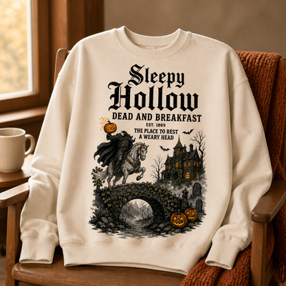 Sleepy Hollow Dead And Breakfast – Sweatshirt – Halloween Gift mockup-product-6a829301d2a44ea0d699734c.png