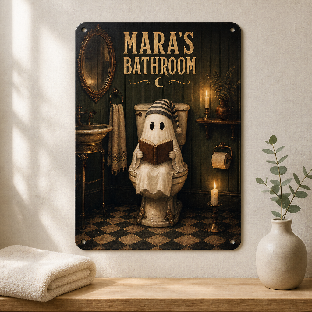 Ghost Theme – Personalized Bathroom Metal Sign – Halloween Gift For Friends, Family mockup-product-6a8295a8d2a44ea0d6997358.png