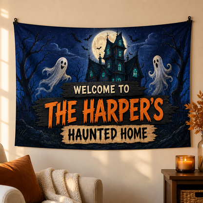 Welcome To Haunted Home – Personalized Family Flag – Halloween Gift mockup-product-6a82acfd26116d4dab8ddfc7.png
