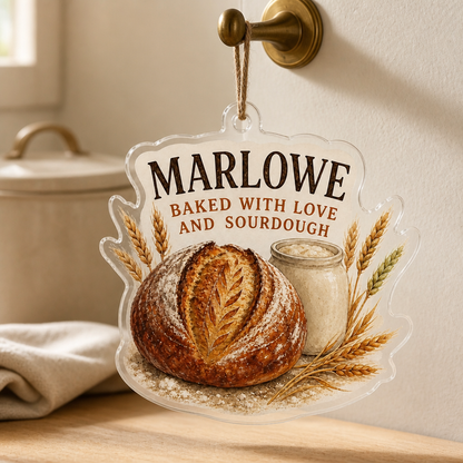 Baked with Love and Sourdough – Personalized Shape Ornament – Christmas Gift For Friends, Hers mockup-product-6a8665085dfdfd133e261cb5.png