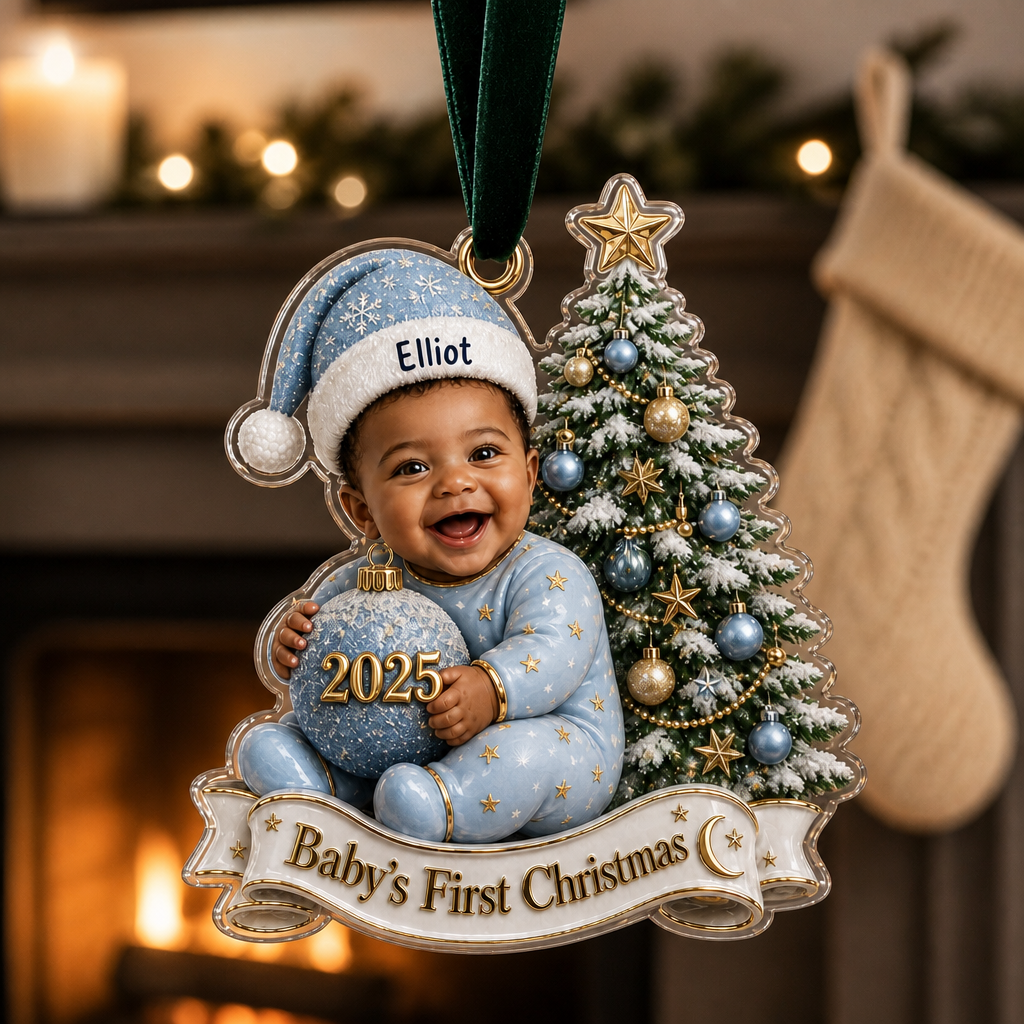Baby’s First Christmas – Personalized Photo Shape Ornament – Special Christmas Gift mockup-product-6a8667e1184038a4638fc361.png