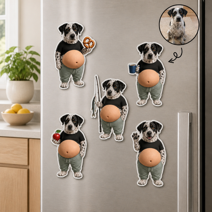 Custom Funny Dad Bod Pet Magnet from Photo – Personalized Dog Fridge Magnet Set mockup-product-6a8688b018f61dad45c24270.png