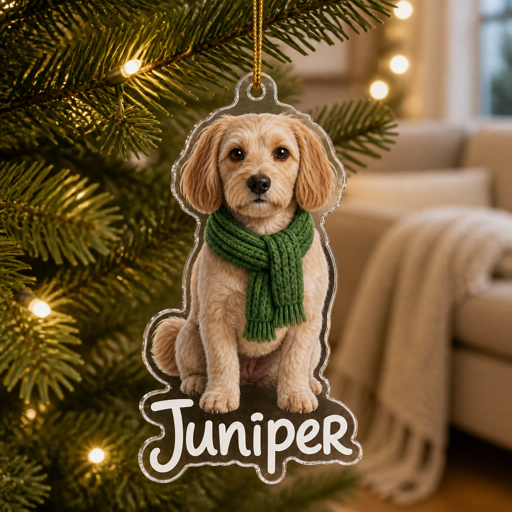 Custom Acrylic Pet Ornament from Photo – Personalized Dog Name Christmas Tree Decoration mockup-product-6a8688cb18f61dad45c24271.png