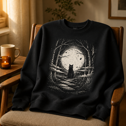 Vintage Black Cat Moon Sweatshirt – Spooky Haunted Forest Halloween Sweater mockup-product-6a871134a44b4072fc2e05ce.png