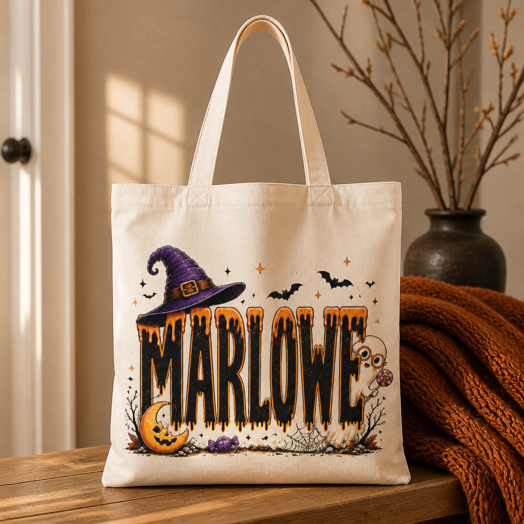 Personalized Halloween Name Tote Bag – Custom Cute Ghost & Witch Trick-or-Treat Candy Bag mockup-product-6a87126ceb608cf4321af474.png