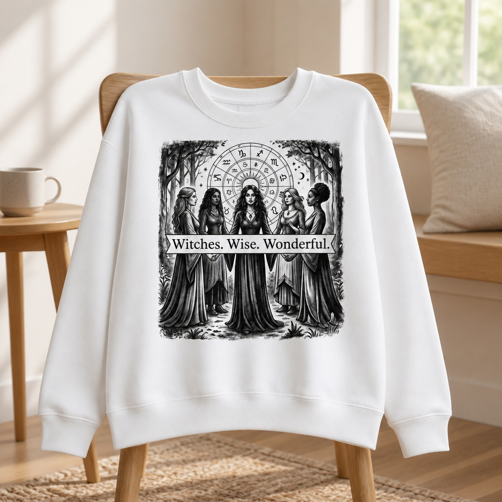 Witches. Wise. Wonderful. Sweatshirt – Vintage Witchy Halloween Shirt for Strong Women mockup-product-6a87128373ed662b9ad3c3a3.png