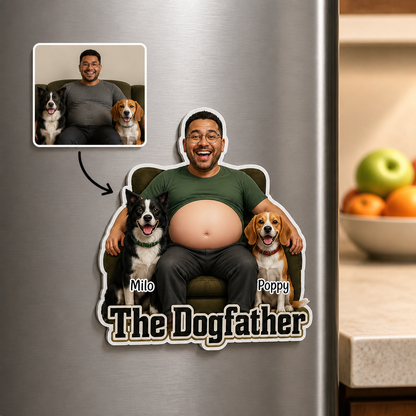 The Dogfather – Personalized Photo Acrylic Refrigerator Magnet - Soft Rubber Belly – Dog Lover Gift mockup-product-6a880a32ba7566cffc515cb5.png