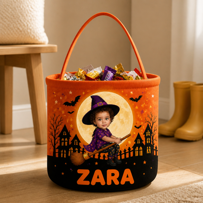 Personalized Flying Witch Trick-or-Treat Basket – Custom Photo Halloween Candy Bucket for Kids mockup-product-6a8814365d7d1cf99dd38d6b.png
