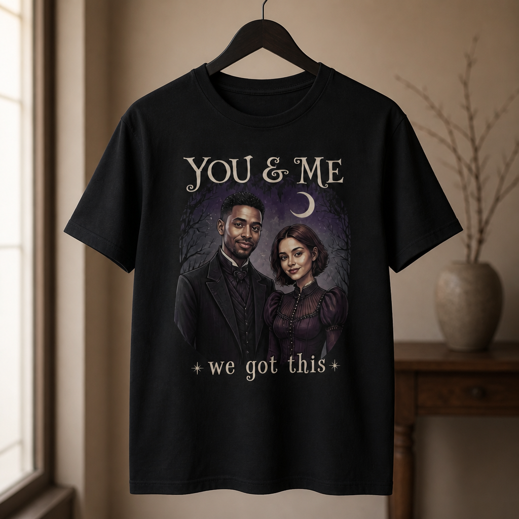 Personalized Gothic Photo T-Shirt – You & Me We Got This Custom Dark Romance Shirt, Halloween Anniversary Gift For Couple mockup-product-6a891fe6c747106f48356551.png