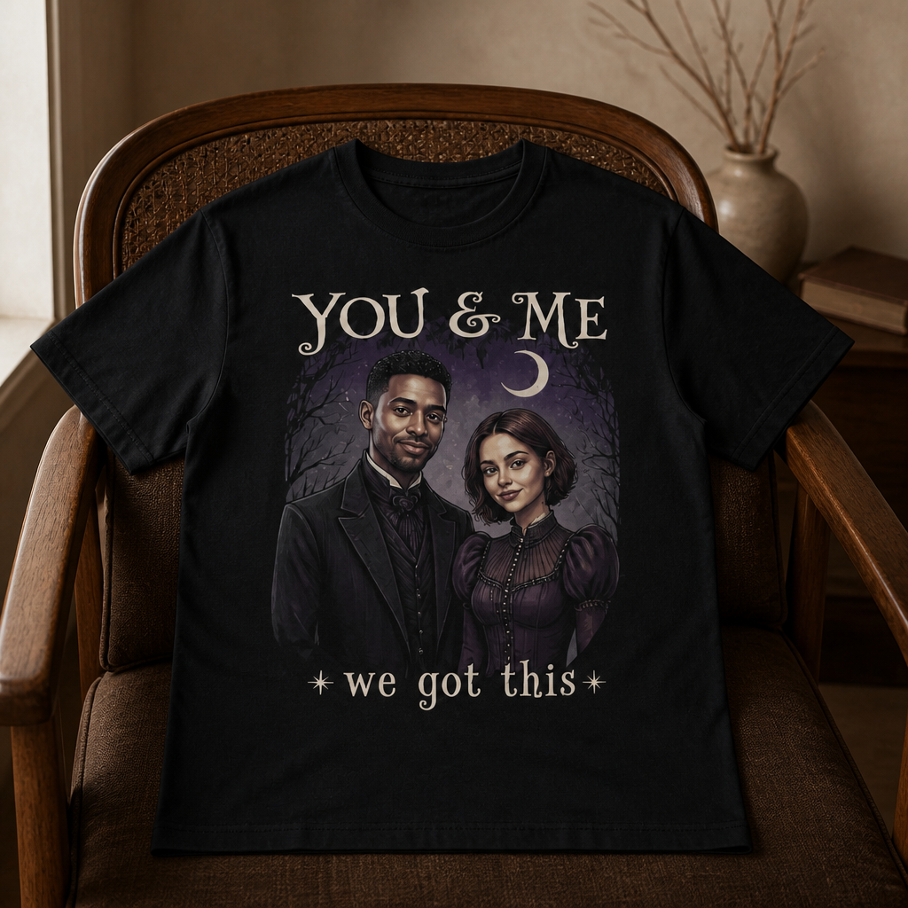Personalized Gothic Photo T-Shirt – You & Me We Got This Custom Dark Romance Shirt, Halloween Anniversary Gift For Couple mockup-product-6a892010f80284321b0eaea2.png