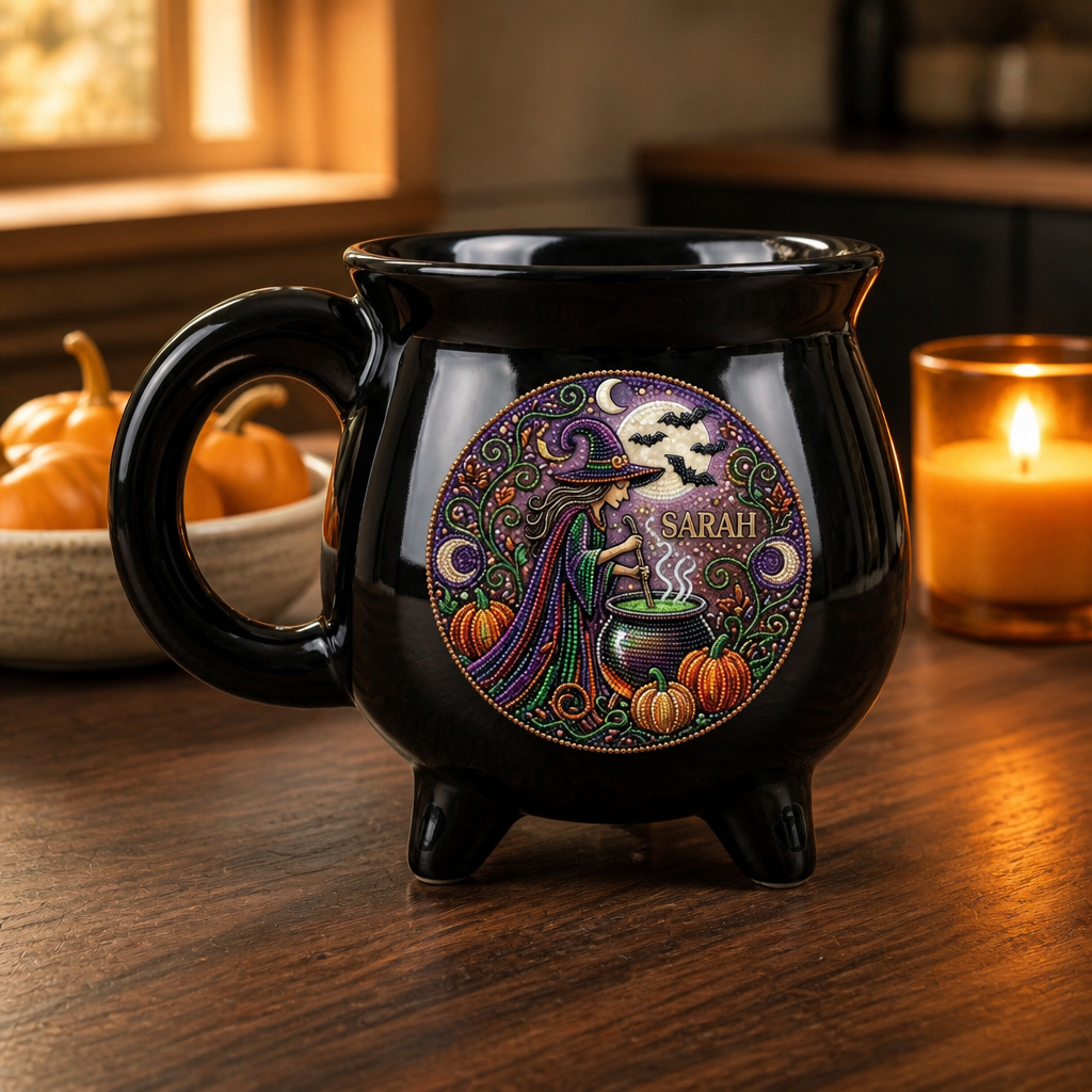 Personalized Witch Cauldron Mug – Custom Name Beaded-Style Halloween Coffee Cup, Mystical Witchy Gift for Her mockup-product-6a89c902e1cef07182d87474.png