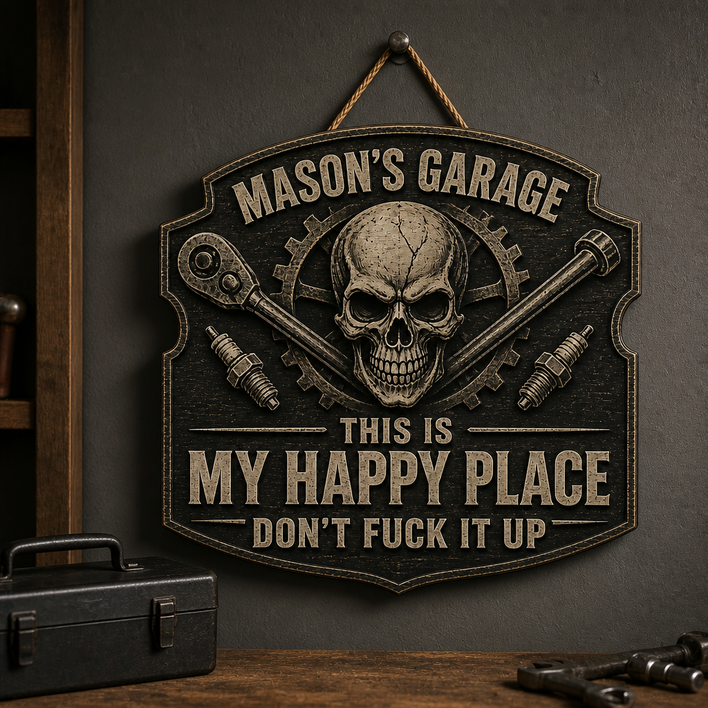 Personalized Skull Garage Wood Sign – Custom Happy Place Man Cave Sign, Rustic Mechanic Halloween Gift for Dad, Husband or Him mockup-product-6a89cbcd084e4464e2c74d00.png