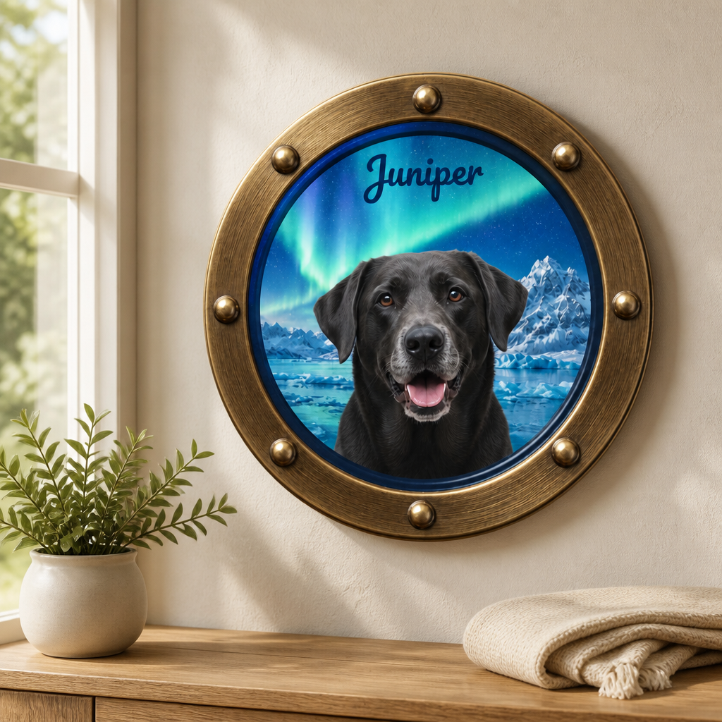 Custom Pet Photo Porthole Fridge Magnet – Personalized Northern Lights Dog Name Magnet mockup-product-6a8d10465ca9be9ec177e0d5.png