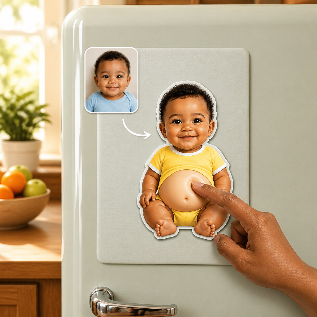 Custom Baby Photo Belly Magnet – Personalized Squishy Belly Fridge Magnet for New Mom mockup-product-6a8d61a681d7a9052f10e40d.png