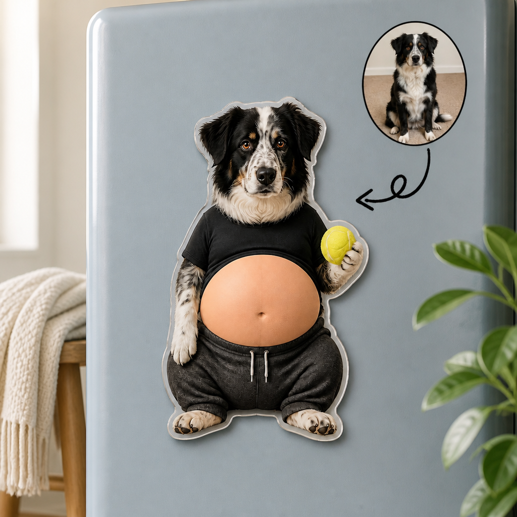 Custom Pet Photo Belly Magnet – Funny Personalized Dog Squishy Belly Fridge Magnet mockup-product-6a8d61dd81d7a9052f10e40e.png