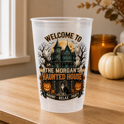 Welcome To – Custom Family Name Halloween Party Personalized Plastic Frosted Water Cup – Halloween Gift mockup-product-6a8e4755b2f5398b2bb5a75c.png