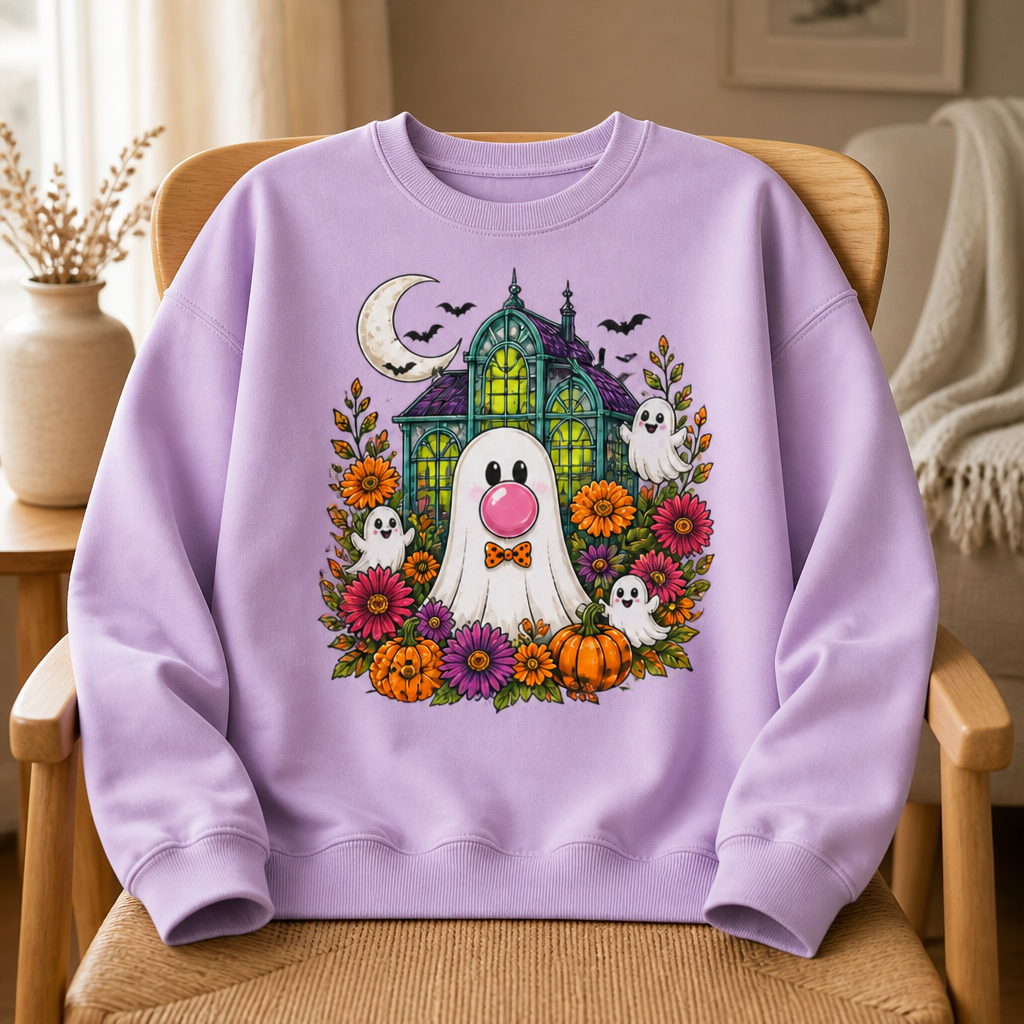 Boo & Bloom Bubblegum Ghost Sweatshirt – Colorful Haunted House Floral Halloween Sweater, Cute Spooky Season Gift for Her mockup-product-6a8e47e9fa19bf7517631fc6.png
