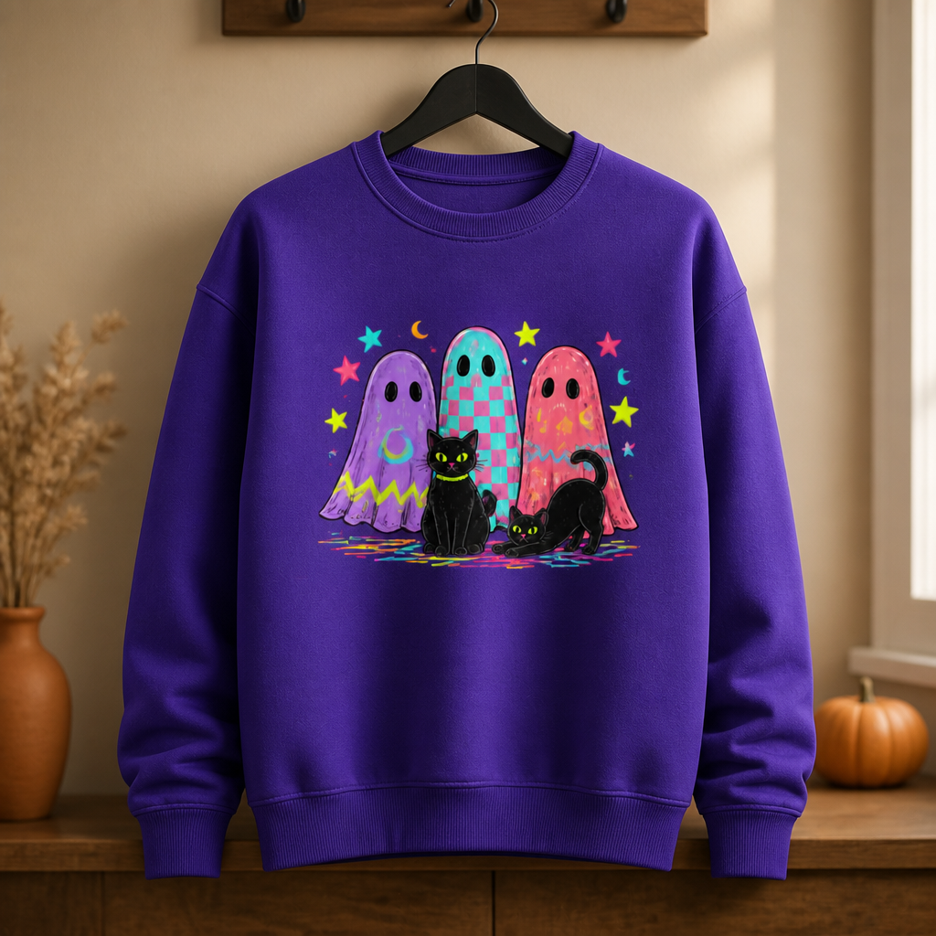 Colorful Ghosts and Black Cats Sweatshirt, Neon Halloween Spooky Season Gift For Hers, Friends mockup-product-6a8e47ef6874ebd7ebdd70f9.png