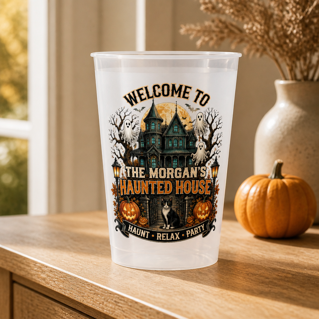 Welcome To – Custom Family Name Halloween Party Personalized Plastic Frosted Water Cup – Halloween Gift mockup-product-6a8e4808fa19bf7517631fc9.png