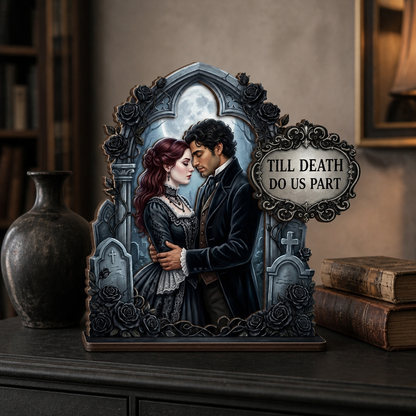Till Death Do Us Part – Personalized Photo 2-Layer Standing Wooden Plaque – Dark Romance Anniversary & Halloween Gift For Couple mockup-product-6a8e48eafa19bf7517631fcb.png