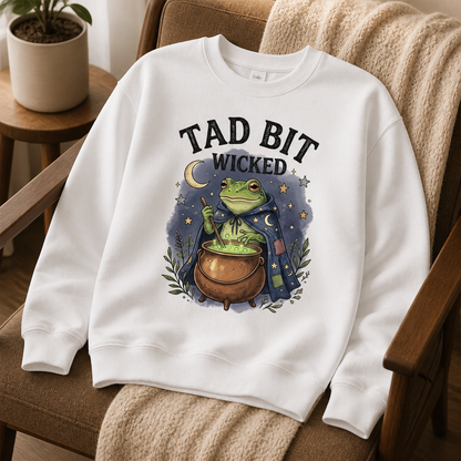 Tad Bit Wicked Frog Witch Sweatshirt – Whimsical Cauldron Halloween Sweater, Cute Spooky Season Gift for Her mockup-product-6a8e527c6874ebd7ebdd7118.png