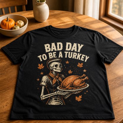 Bad Day to Be a Turkey – T-shirt – Funny Vintage, Halloween, Thanksgiving Gift mockup-product-6a8e8b47c69ec8ef1c7c4a7b.png