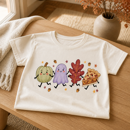 Cute Halloween Characters T-Shirt, Pumpkin Ghost Leaf Pie Winter Tee mockup-product-6a8e93feb3f97f2aa7a211d7.png