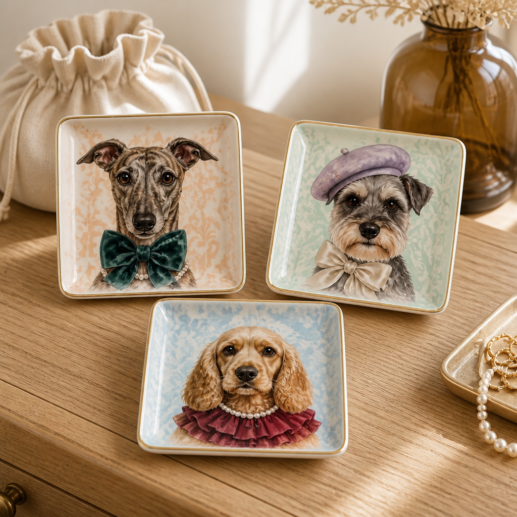 Custom Pet Portrait Jewelry Dish from Photo – Personalized Vintage Dog Ceramic Trinket Tray mockup-product-6a8e9b58484ac02a58097954.png