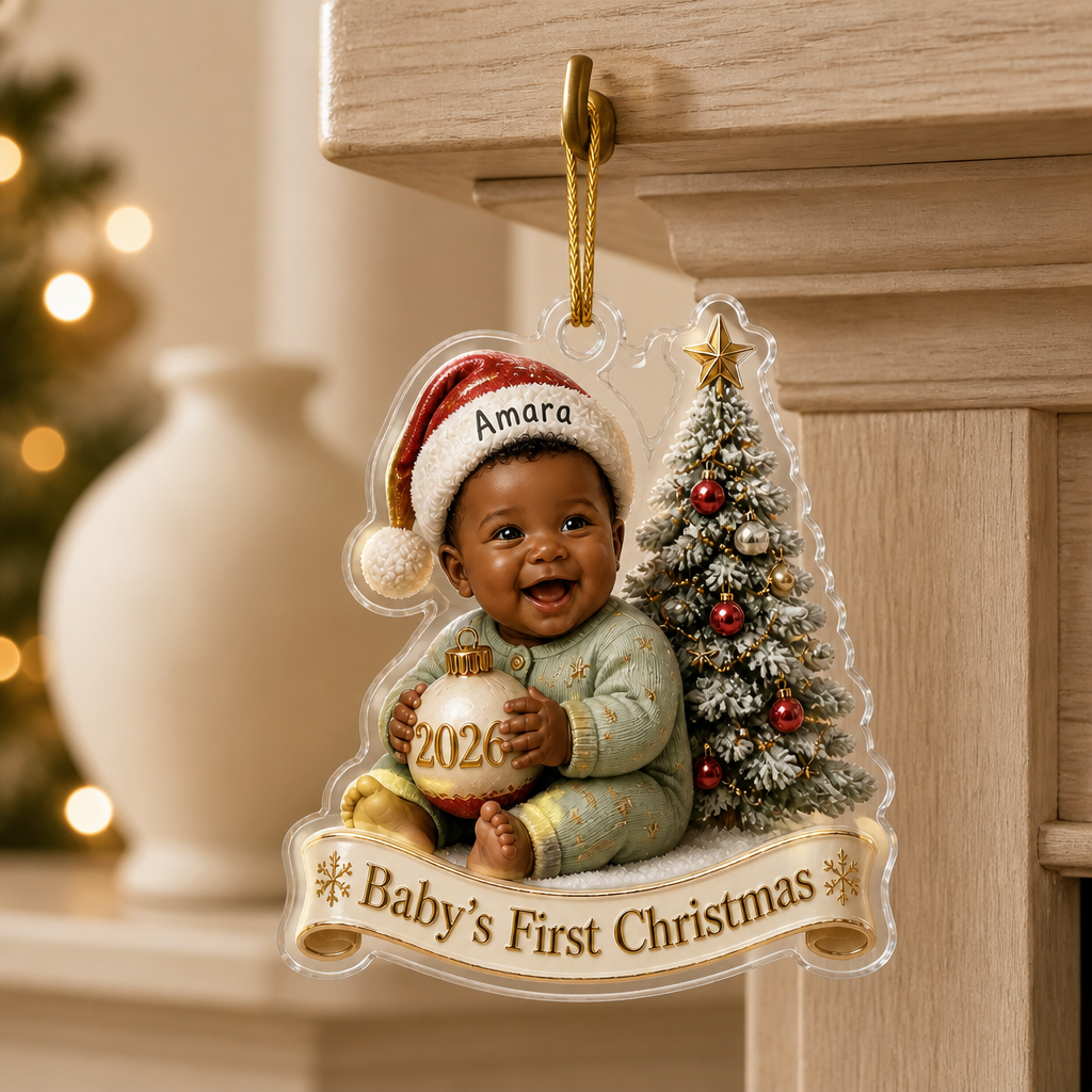 Baby's First Christmas – Personalized Photo Transparent Acrylic Ornament – Christmas Gift For Baby mockup-product-6a8ec010665d9ce92827be5f.png