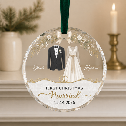 FIRST CHRISTMAS Married – Personalized Crystal Ornament – Christmas Gift For Couple mockup-product-6a8f9de3ee57a758a815dcfe.png