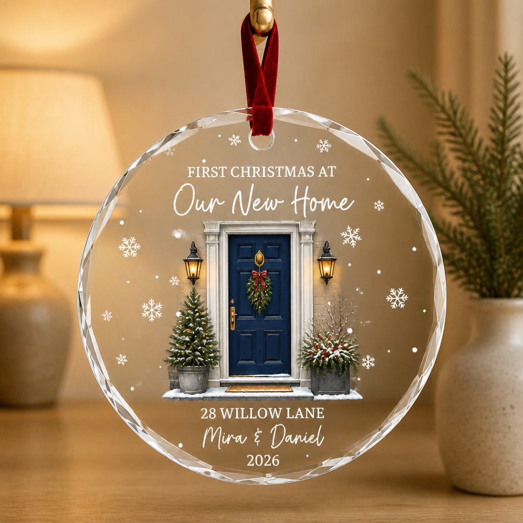 First Christmas At – Personalized Crystal Ornament – Christmas Gift mockup-product-6a8fbab5b4d3ac02ee196f51.png