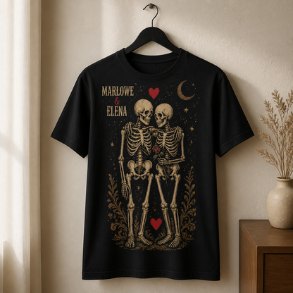 Personalized Skeleton Couple T-Shirt – Custom Names, Spooky “Till Death” Design, Halloween Anniversary Gift mockup-product-6a923711a933215107a84d8d.png
