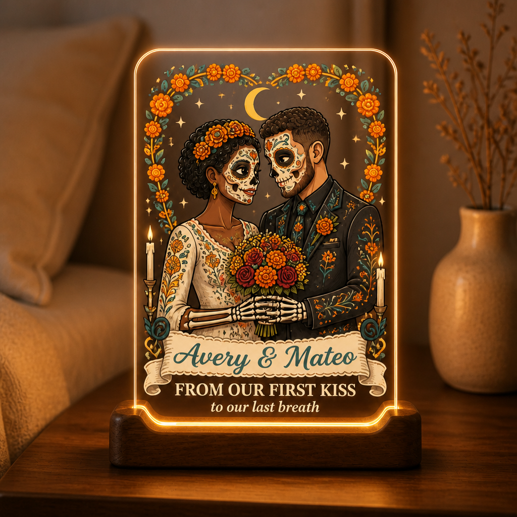 Personalized Day of the Dead Couple Night Light – Custom Photo & Names, “From Our First Kiss to Our Last Breath” Gift mockup-product-6a92384ba933215107a84d91.png