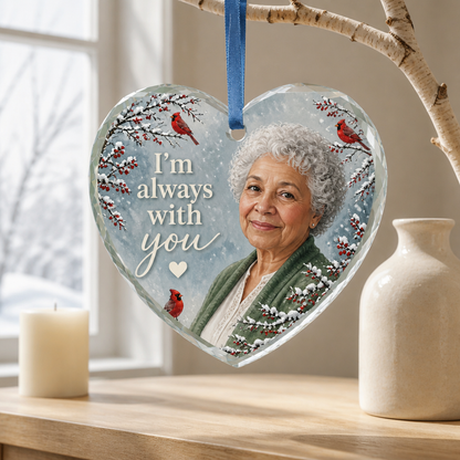Personalized “I’m Always With You” Crystal Ornament – Custom Photo, Memorial Christmas Gift mockup-product-6a9238a4da95b20904c51254.png