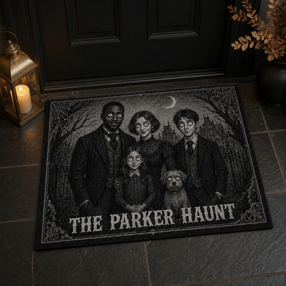 Personalized Family Photo Doormat – Custom Gothic Halloween Portrait Mat, Creepy Victorian Front Door Decor mockup-product-6a923f013a3b40253d05519c.png