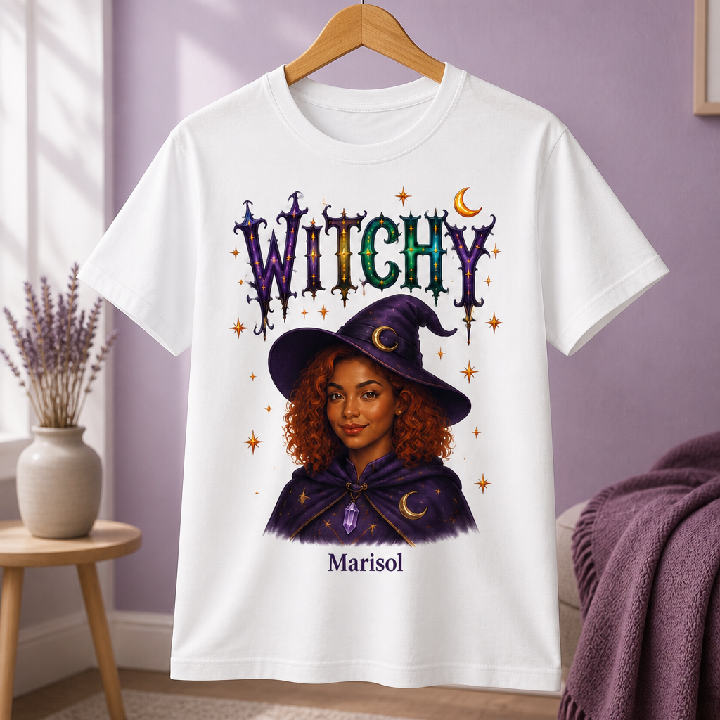 Born to Be Witchy Personalized Photo T-Shirt – Custom Name Magical Witch Portrait Tee, Spooky Halloween Gift for Her mockup-product-6a9240d94550ba076ba50a50.png