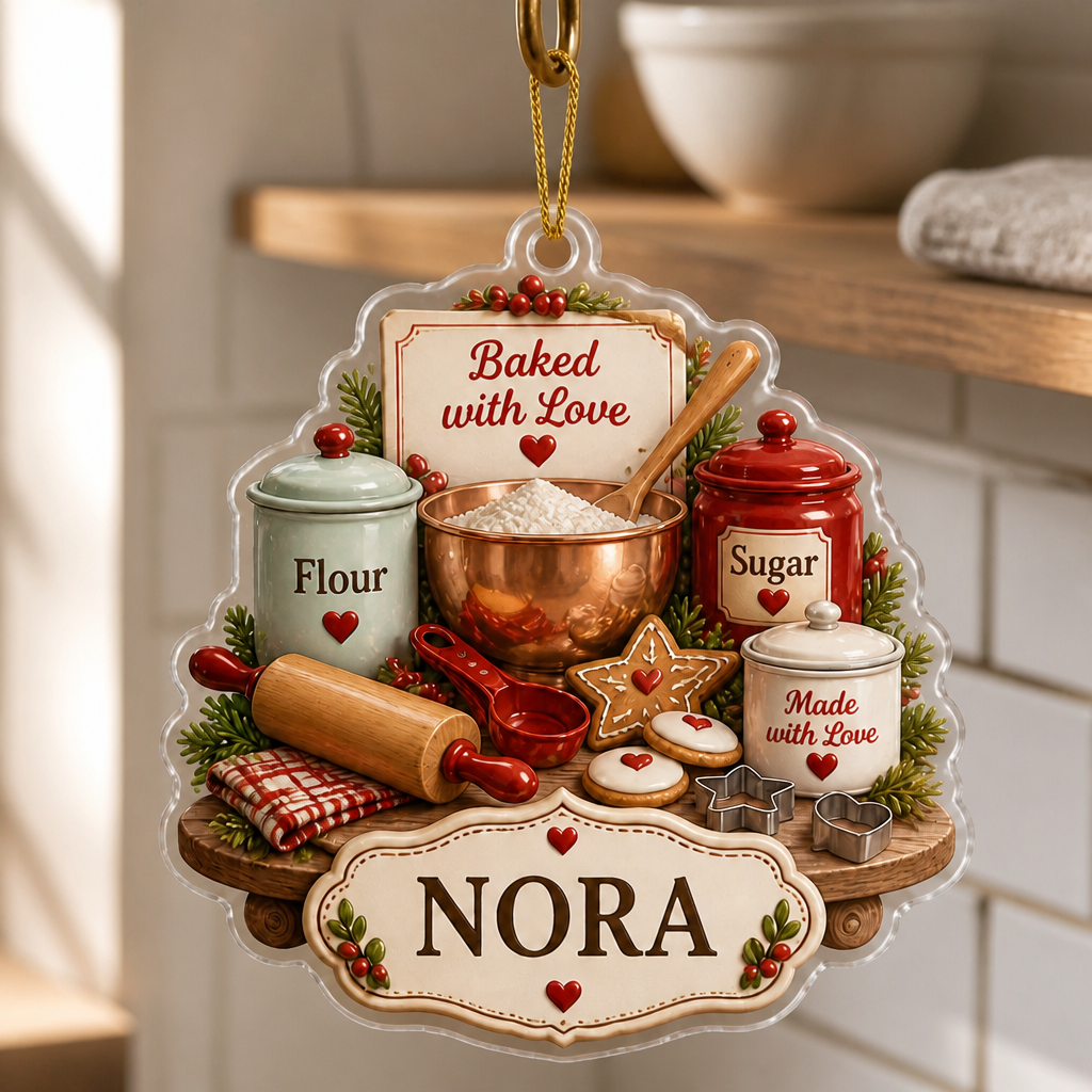 Baked With Love Personalized Baking Ornament – Custom Name Christmas Tree Keepsake, Sweet Holiday Gift for Mom, Grandma, Baker & Cookie Lover mockup-product-6a94600b0493c62308ec74f4.png