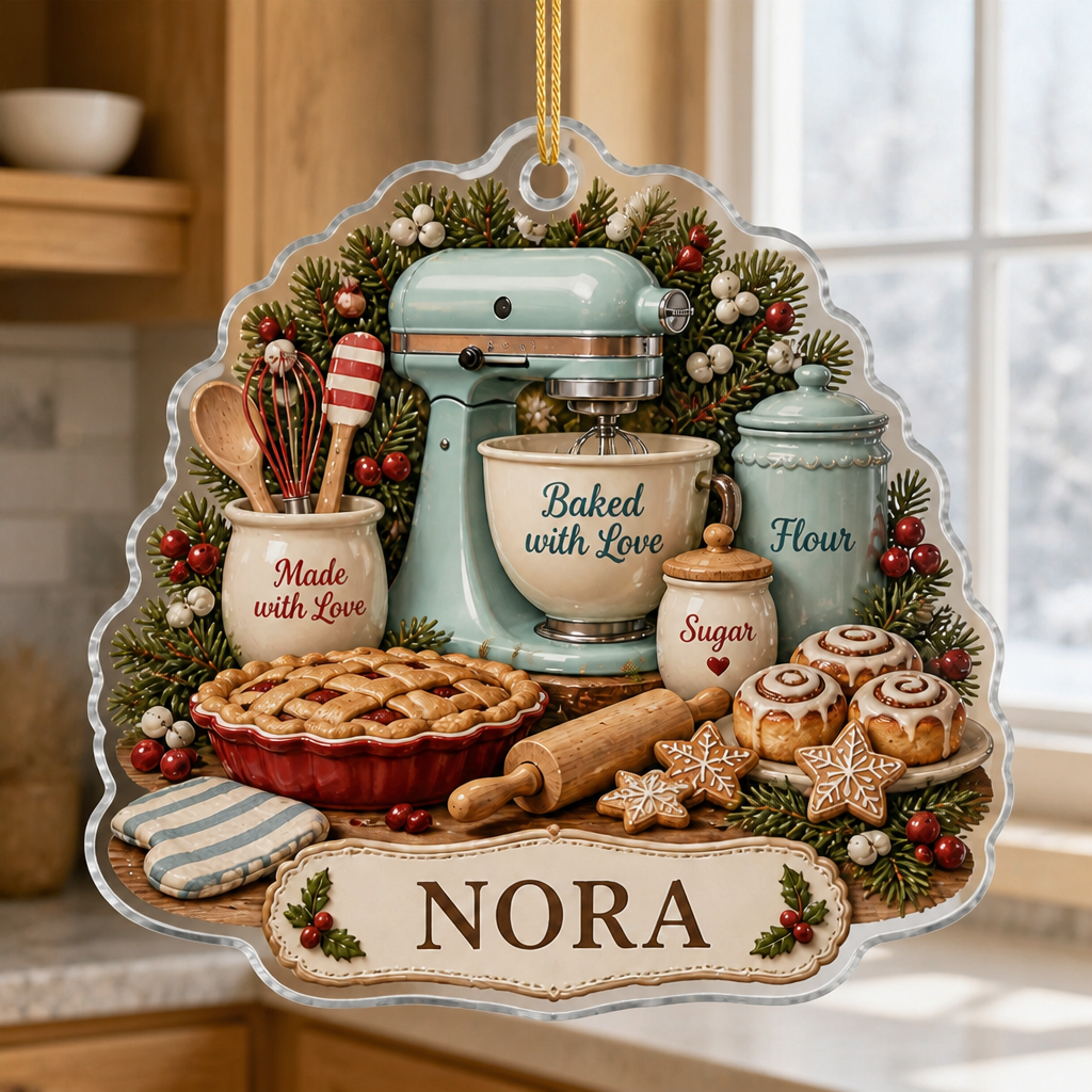 Baked with Love Personalized Baking Ornament – Custom Name Christmas Keepsake for Bakers, Holiday Kitchen Gift for Mom, Grandma, Wife or Baking Lover mockup-product-6a9460e388f7a26d51516c3e.png