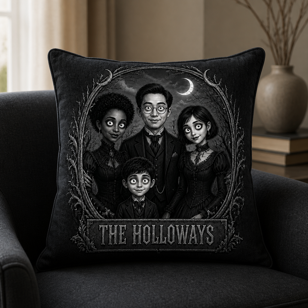 The Holloways Haunted Family Portrait Pillow – Personalized Photo Gothic Halloween Throw Pillow, Custom Spooky Home Decor Gift for Family mockup-product-6a94e7a677c72ade148c9cf2.png