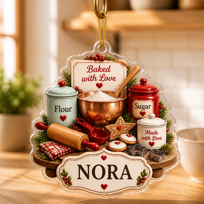 Baked With Love Personalized Baking Ornament – Custom Name Christmas Tree Keepsake, Sweet Holiday Gift for Mom, Grandma, Baker & Cookie Lover mockup-product-6a94e8e4e863e3e485668093.png