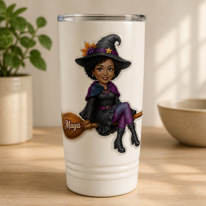 Personalized Witch Girl Fridge Magnet – Custom Photo Halloween Magnet with Name, Cute Broom Riding Witch Kitchen Decor Gift for Daughter, Sister, Best Friend, Kids mockup-product-6a94ea19e863e3e485668095.png