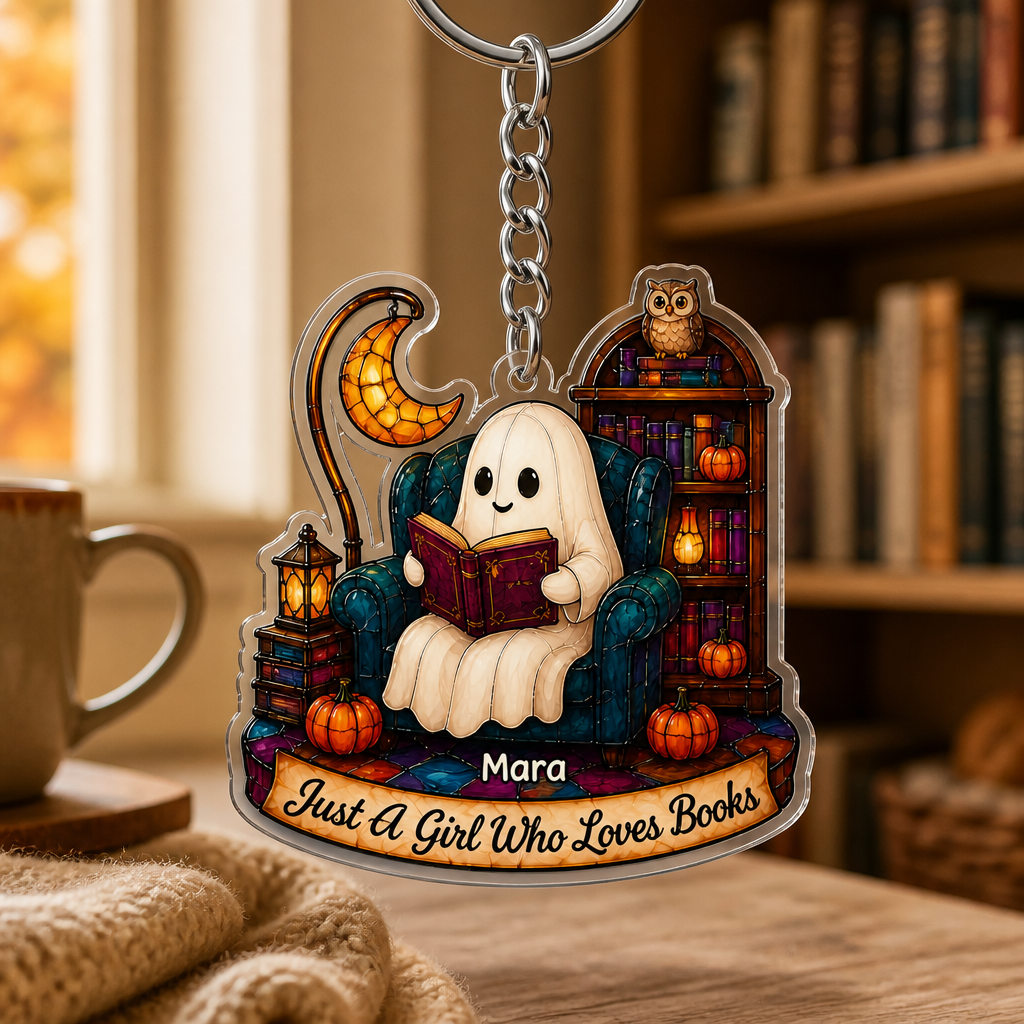 Just A Girl Who Loves Books – Personalized Custom Acrylic Keychain – Halloween Gift mockup-product-6a9543b413ba929a558b3d6f.png